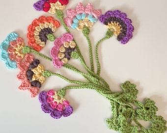CROCHET PATTERN,  Fan flower bookmarks pdf pattern, US terms (English only)