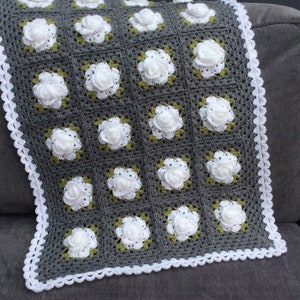 CROCHET PATTERN Rose ‘and’ Square, crochet rose pattern. US terms (English only) image 7