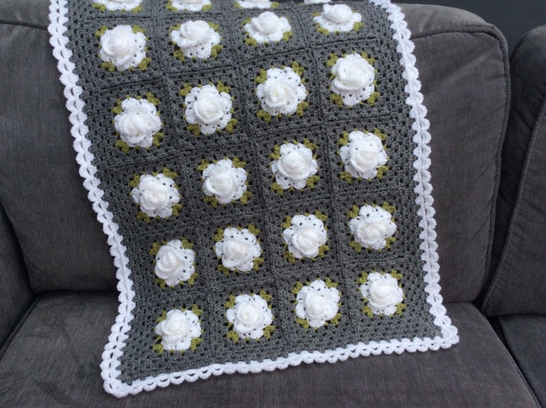 CROCHET PATTERN Rose ‘and’ Square, crochet rose pattern. US terms (English only) image 7