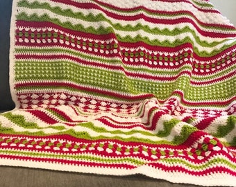 CROCHET PATTERN Woolly Christmas cuddles throw Afghan  - US terms (English only)