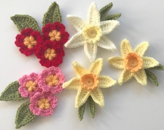 CROCHET PATTERN  daffodil and primrose crochet pattern. US terms (English only)