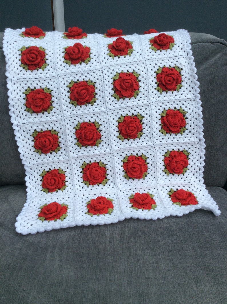 CROCHET PATTERN Rose ‘and’ Square, crochet rose pattern. US terms (English only) image 4