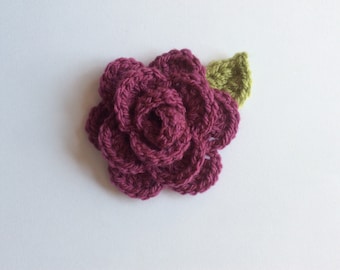 CROCHET PATTERN Rose and leaf US terms (English only)