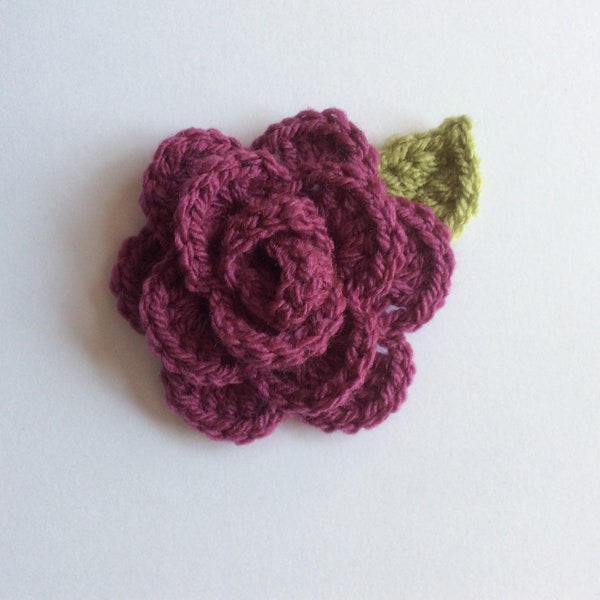 CROCHET PATTERN Rose and leaf US terms (English only)