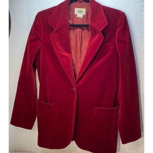 Vintage Club XIX Red Velvet Blazer Womens Size 8 Made In Japan