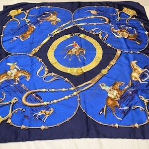 Vintage Hermès Paris Equestrian Silk Scarf By J De Fougerolle