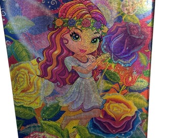 Carpeta de tres anillos Shimmery Fairy Roses de Lisa Frank Inc. para niños y adolescentes, diseño floral mágico, 11,5" x 10,5"