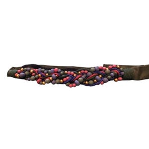 Vintage Carolyn Tanner Burgundy Green Beaded Belt Sculptural 80s Silk Grosgrain Carolyn Tanner | eBay main image 3