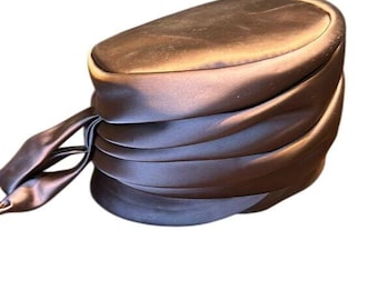 Vintage 1960 Brown Satin Turban Hat Size 6 Union Made USA Turban Hat Rust Color Wool and Satin Hat MCM - Etsy main image 3