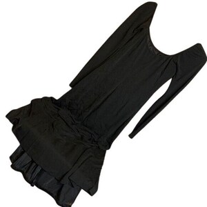 Andrea Polizzi para Rex Lester Vestido negro de manga larga Talla 12 Fabricado en EE. UU. Elegante VTG