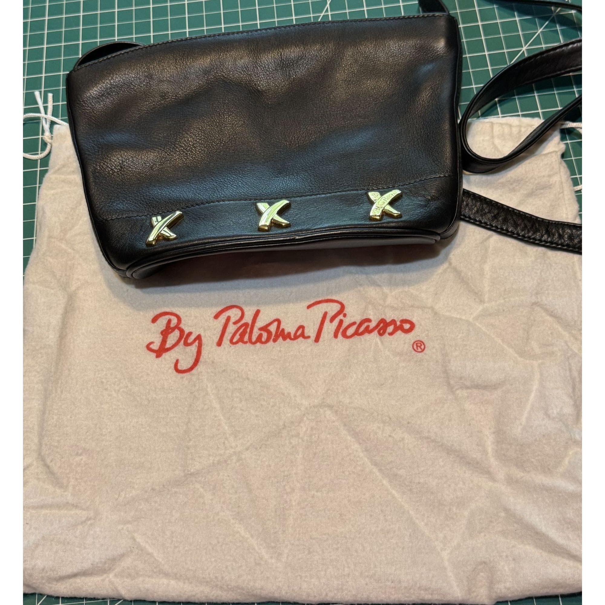 Paloma Picasso Vintage Chic Black Leather Backpack with Gold Accents Paloma Picasso Leather Two Tone Shoulder Bag With Iconic  main image 2