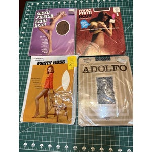 Vintage Crush Fancy Panty Hose Lot Seamless Stretch Adolfo  USA Cool Graphics