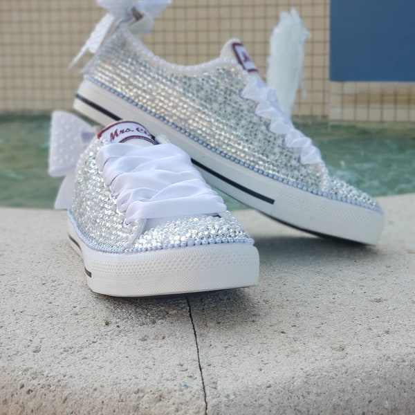 Sneakers embellished with rhinestones