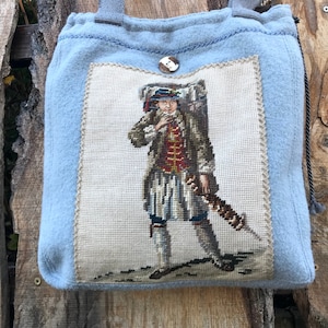 Vintage Gobelin Petit Point picture on large shopping bag Kiepenkerl