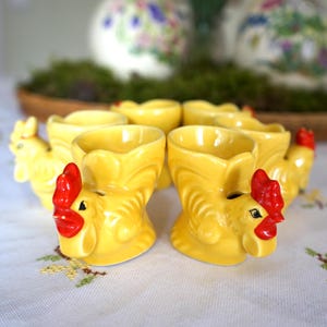 Set of 6 Vintage Goebel Chick Egg Cups – Hand-Painted 1950s Ceramics