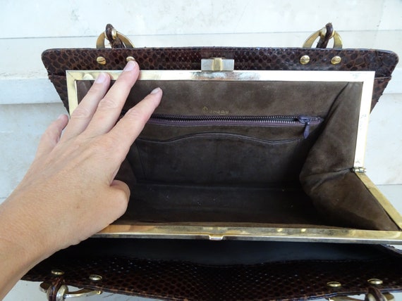 reddish-brown vintage handbag from the 40s -50s; … - image 5