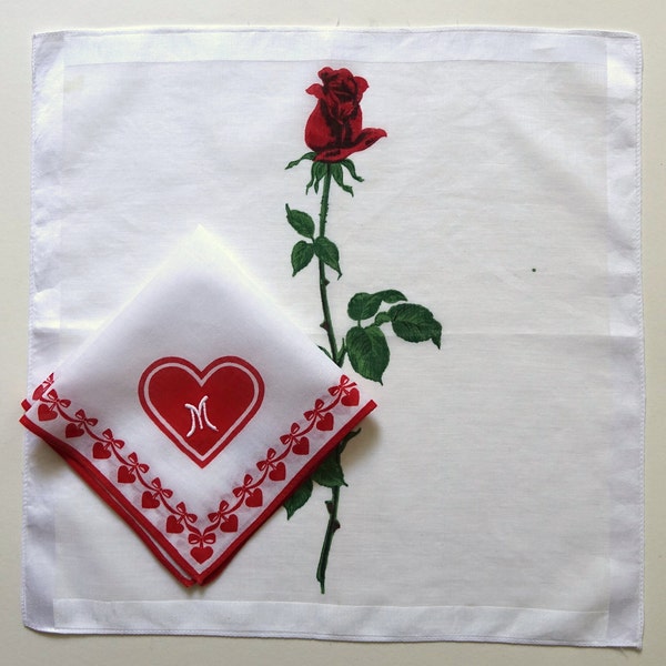Vintage Taschentücher Set zum Muttertag mit Rose und Herz
