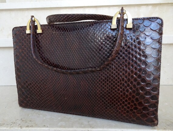 reddish-brown vintage handbag from the 40s -50s; … - image 3