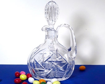 Vintage Kristall Karaffe / Flakon Schleuderstern - handgeschliffen