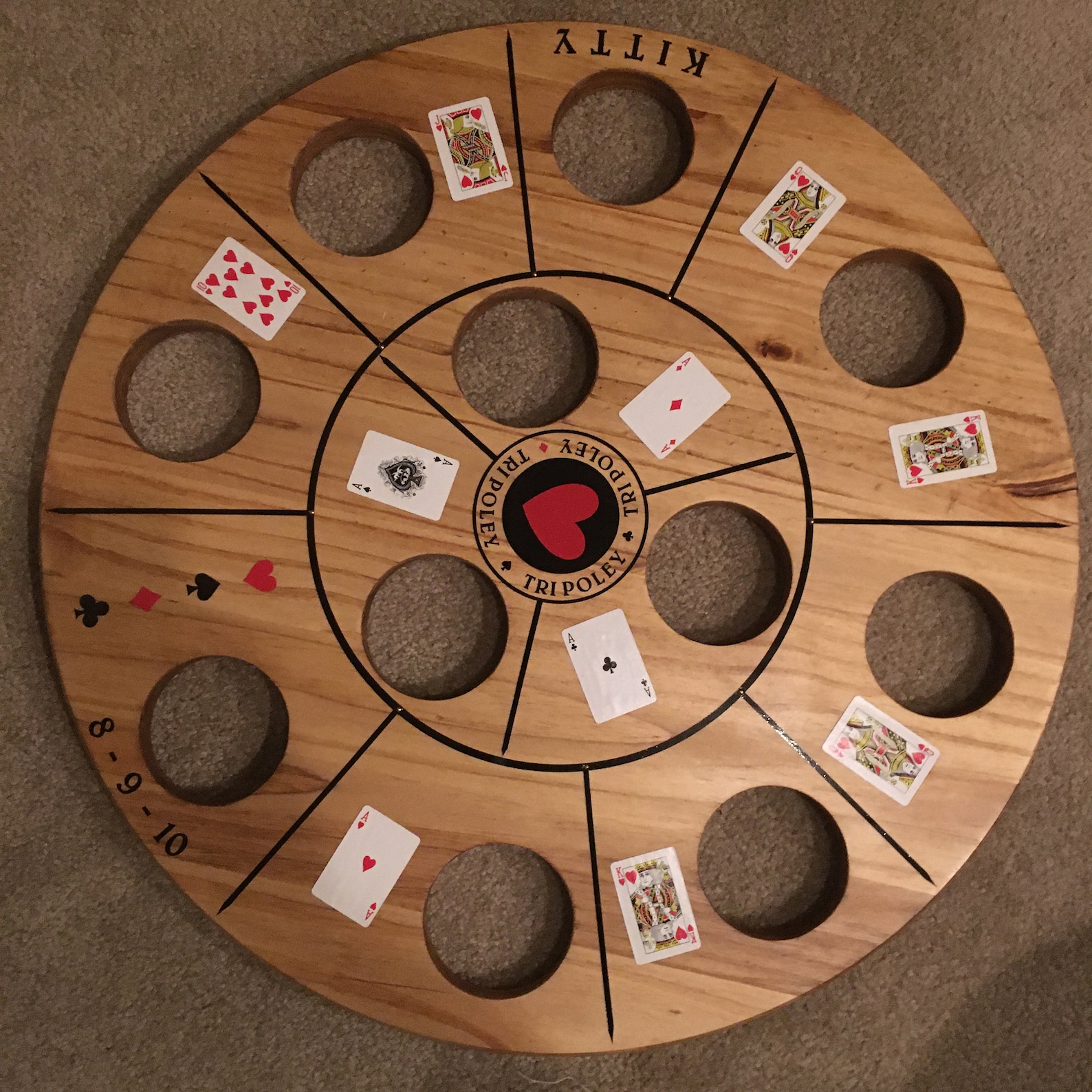tripoley-game-board-11-holes-with-aces-hand-crafted-etsy-canada