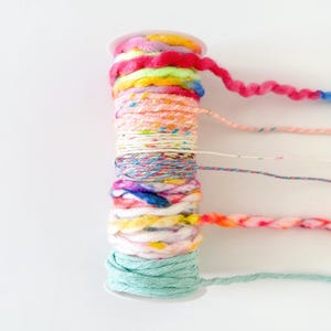 Premium bright rainbow art yarn bundle ; confetti yarn mix  DIY crafting; ribbon ; decorative trim ; mixed media fiber art pack