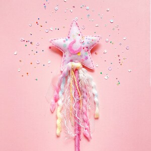 Star Wand Silver Pink Marabou and Silver Tinsel main image 1