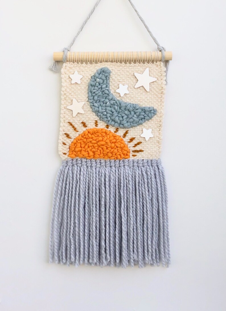 Customizable Sun moon stars nursery wall hanging woven wall Etsy