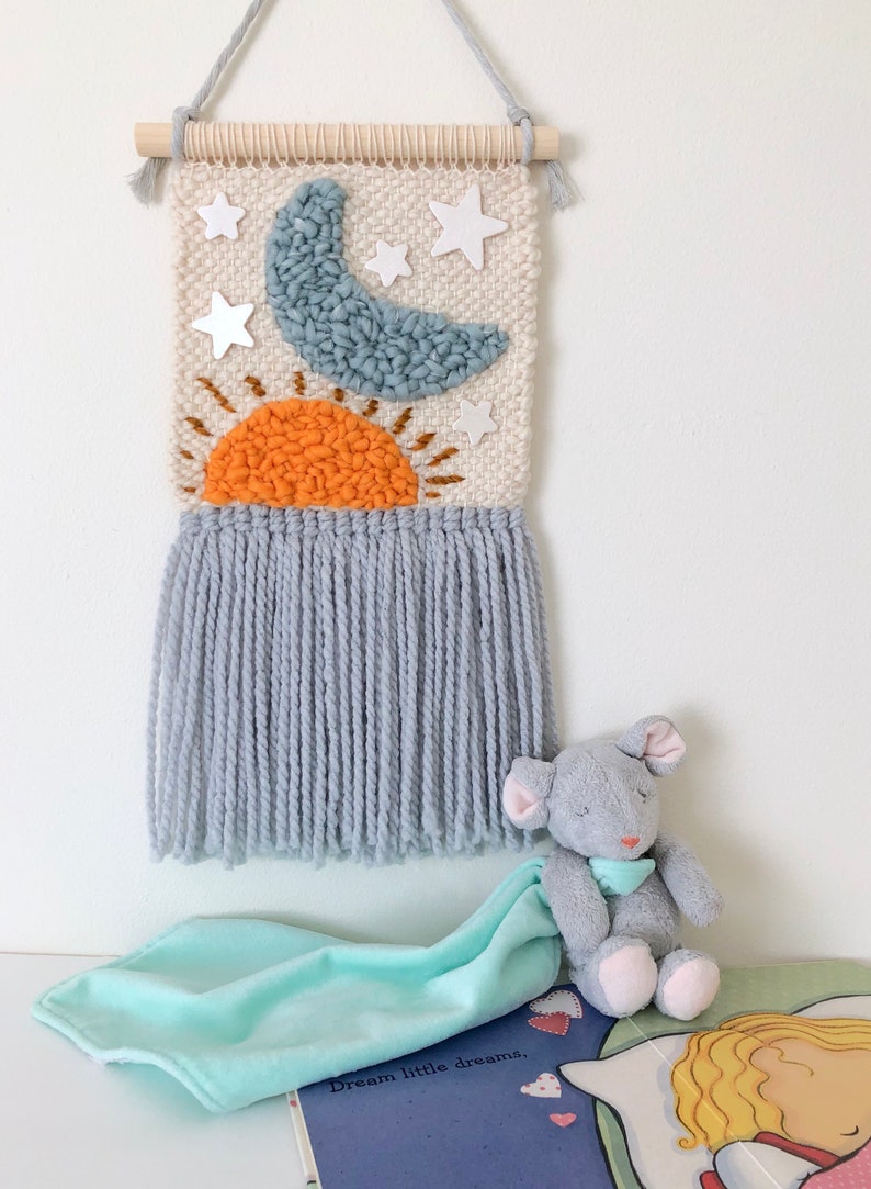 Customizable Sun moon stars nursery wall hanging woven wall Etsy