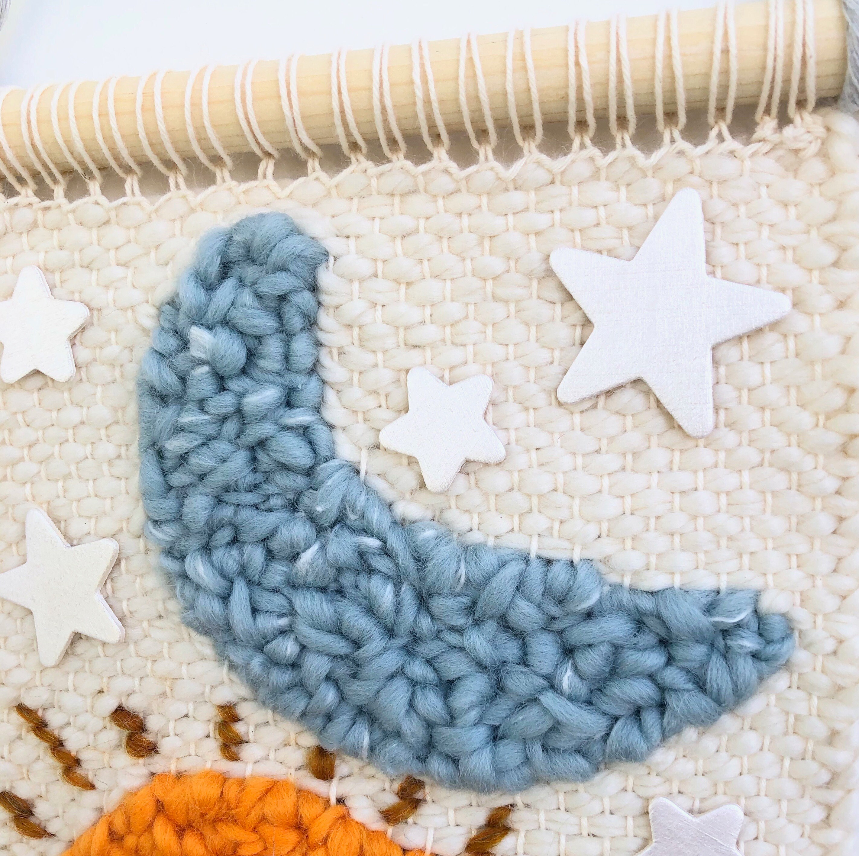 Sun moon stars nursery wall hanging woven wall art weaving Etsy
