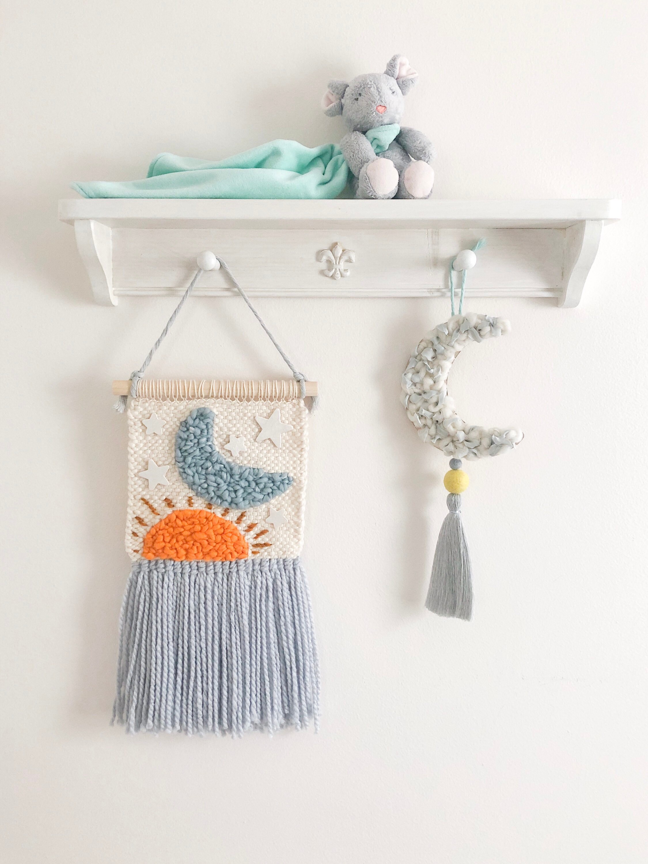Sun moon stars nursery wall hanging woven wall art weaving Etsy