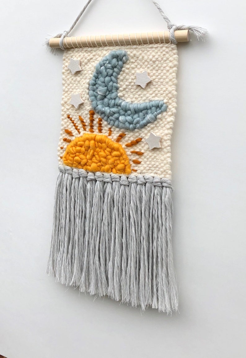 Customizable Sun moon stars nursery wall hanging woven wall Etsy