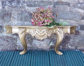 Vintage Golden Decorative Shelf Guilt Plaster Wall Rack French Wall Console French Sconce Decor Wall Decor Farmhouse Rustic / Chez Rai