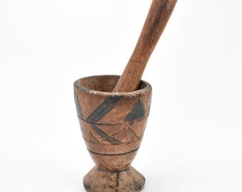 ChezRai - Vintage Wooden Small Carved Mortar And Pestle Wood Spice Herb Mixing Grinding Pot Cooking Kitchen Decor Witch Gift Idea Room