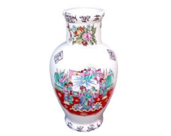 Vintage Chinese Vase Ceramic Flower Display Stand Home Decor Shelf Display Asian Decor Container Table Decor Asian Gift Farmhouse / Chez Rai