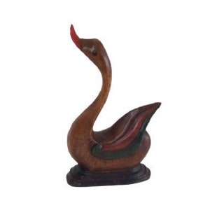 Vintage Wooden Carved And Painted Large Duck Statue Wooden Bird Figure Home Decor Shelf Display Ornament Duck Big Bird Gift Idea / Chez Rai