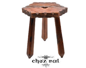 Vintage French Found Rustic Hardwood Tabouret Stool Plant Pot Stand Seat Farmhouse Country Cottage Barn Display Room Decor / Chez Rai