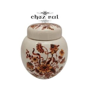 Vintage Glazed Sadler Made In Staffordshire England Ginger Jar Container Kitchen Spice Autumn Pattern Lidded c 1970&#39;s - 80&#39;s  / Chez Rai