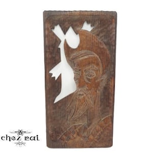 Vintage Wooden Carved Wall Plaque Wall Hanging Carving Bearded Man Decorative Wood Plaque Wood Lover Gift Idea / Chez Rai