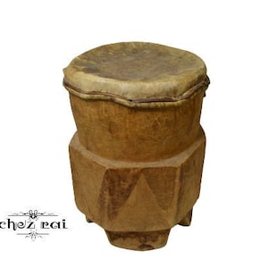 Vintage Afrikanische Trommel Musikinstrument Holz Trommel Handtrommel Geschenkidee Leder trommel West Afrika Holz Musical Deko Peace / Chez Rai