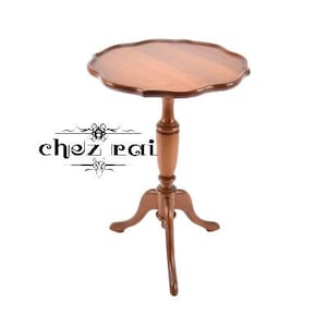 Vintage French Heavy Wooden Tripod Pedestal Plant Stand Farmhouse Barn Living Room Ornament Display Wood Side Table Gift Idea / Chez Rai