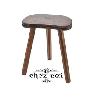 Vintage French Stool 19&quot; Wooden Three Hexagonal Legs D Stool Plant Stand Vintage Stool Milking Wood Tabouret Gift Idea / ChezRai