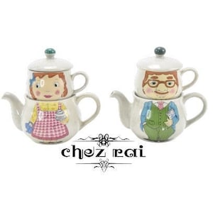 Vintage White Ceramic Stackered Tea For One Teapot Set 3 Piece Teapot Set Tea For Mother Tea For Father Shelf Display Gift Idea / ChezRai