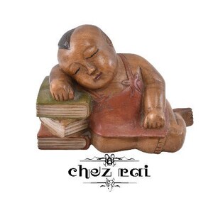 Vintage Wooden Chinese Asian Sleeping Child Hand Carved Asian Figurine Good Luck Wooden Statue Room Decor Asia Lover Gift Idea / Chez Rai 4.9 (600)