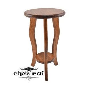 Vintage Wooden Round Two Level Two Tier Plant Stand Living Room Display Stand Small Table Ornament Stand Wood Wooden Display / Chez Rai