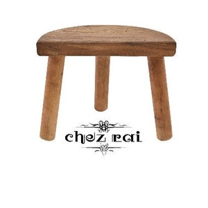 Taburete de madera de patas redondas de madera en miniatura francés de 7 &quot;vintage Petit Tabouret Porte Plante Plant Stand Display Flower Pot Stand / Chez Rai