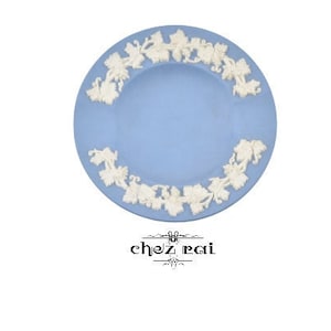Vintage Wedgwood Blue Jasperware Ashtray Embossed Border Made In England Gift Idea / Chez Rai