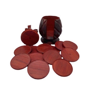 Vintage Padauk Wood Pineapple Shaped 12 Coasters Tableware Dining Serving Rustic Decor Drink Holder Display Farmhouse c 1990s  / Chez Rai