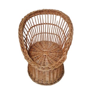Vintage Wicker Plant Pot Stand Decorative Rustic Farmhouse Cottage French Vintage Addition Doll Seat Home Decor c 1970's - 80's  / Chez Rai