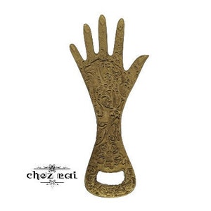 Vintage Large Hand Brass Bottle Opener Collectible Mancave Bar Beer Lover Gift Idea Brass Hand Bar Accessory / Chez Rai