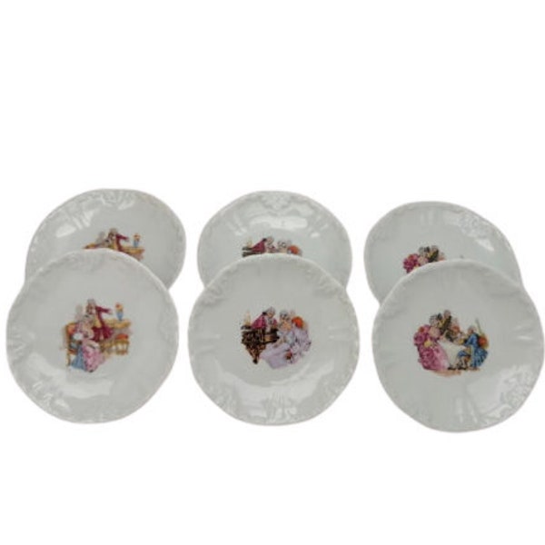 vintage Bavaria Miniature Porcelain Plates Ensemble de 6 assiettes petites assiettes Confiseurs Mini Assiettes vaisselle Ustensiles de cuisine / Chez Rai